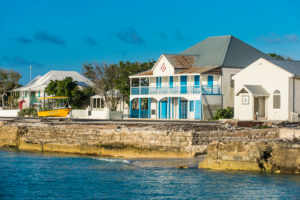 View of the beachfront with the colonial houses of Cockburn town, Grand Turk, Turks and Caicos View of the beachfront with the colonial houses of Cockburn town, Grand Turk, Turks and Caicos